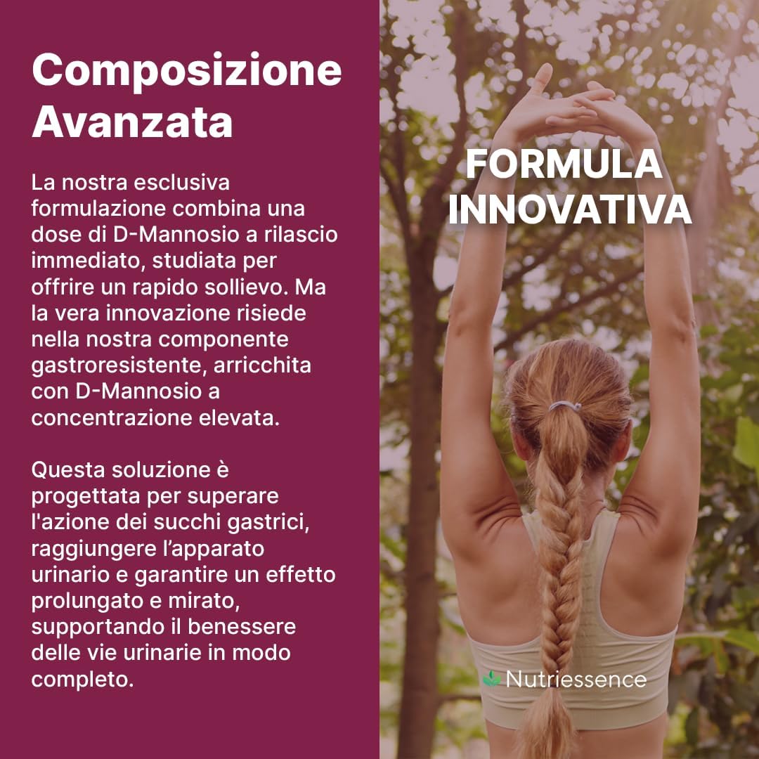 D-Mannosio Puro 100% |180 capsule | Candida,Infezioni Urinarie e Cistiti Ricorrenti | Fino a 1500 mg per Dose Giornaliera Consigliata | Integratore Cistite con Probiotici |Senza Glutine e Lattosio