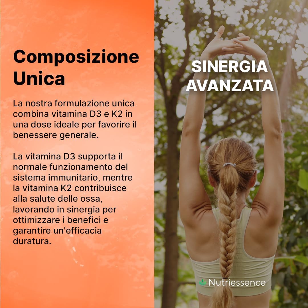 Vitamina D3 + K2 All-Trans MK-7 |Extra Dosaggio 60.000 UI Mensili | 240 Capsule | Maxi Scorta 8 Mesi | Alto Dosaggio | Supporto per Ossa, Articolazioni e Sistema Immunitario | Senza Glutine