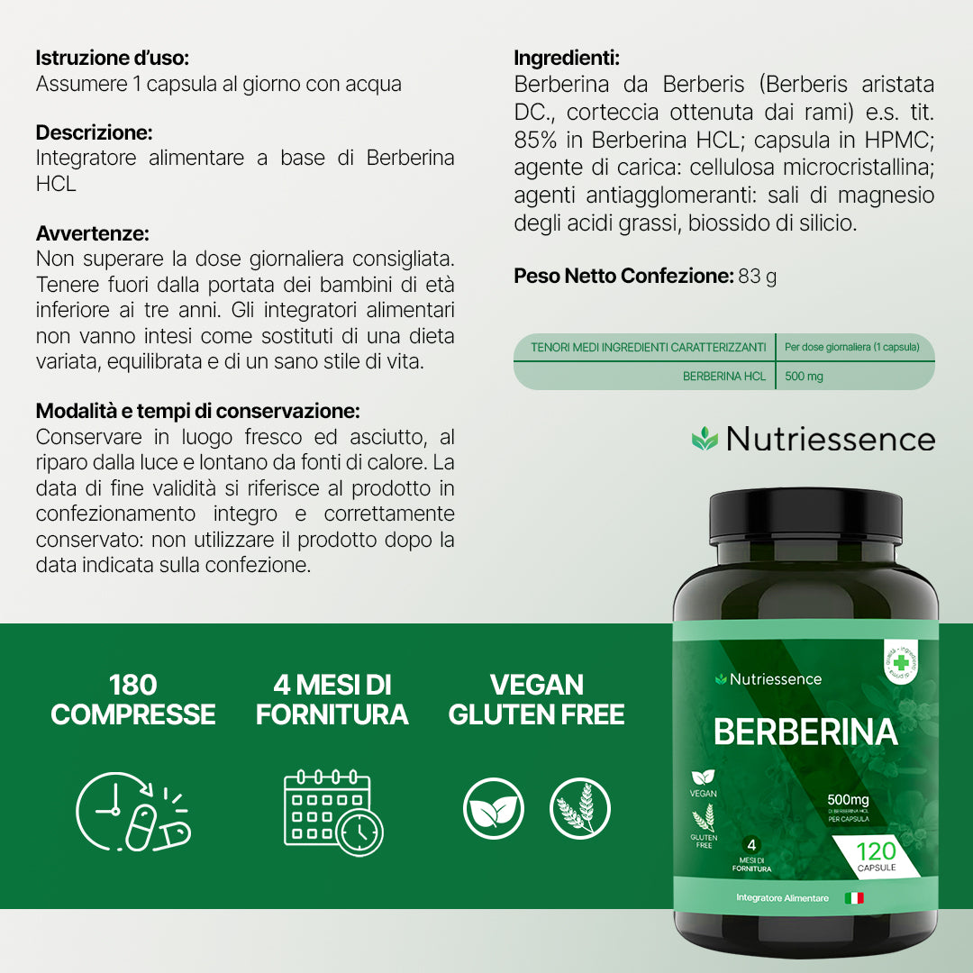 BERBERINA - Rimedio Naturale per regolare funzione cardiovascolare e antifiammatoria