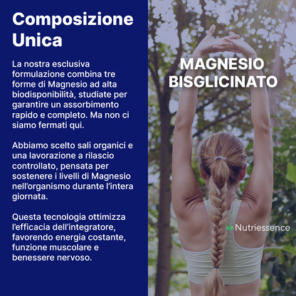 Magnesio Bisglicinato Complex |Maxi Dosaggio 180 Capsule | 3 Mesi di Fornitura | Con Vitamine B1, B3, B6, B12 | | Energia, Sistema Nervoso e Muscolare | Anti-Fatica |