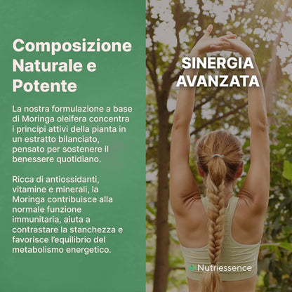 Moringa Pura 1260 mg | Maxi Formato da 120 Capsule | 1+ Mese di Rifornimento | Dosaggio Extra Biologica per Energia, Difese Immunitarie e Benessere Naturale | No Glutine e Lattosio