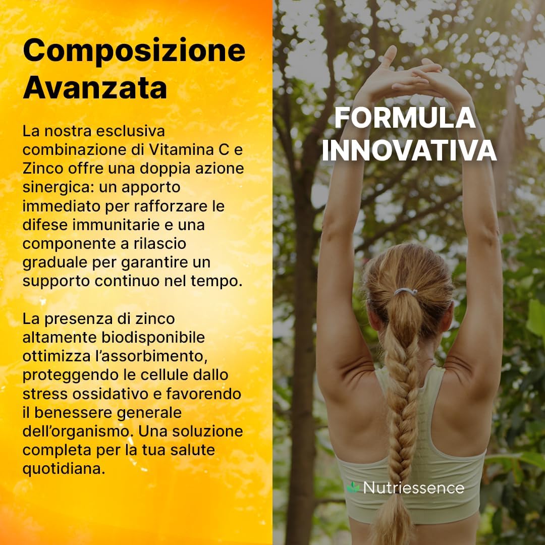 Vitamina C Pura 1000 mg Dosaggio Extra Forte con Zinco|Maxi Scorta 180 Compresse Gastroprotette|6 Mesi di Fornitura|Integratore Difese Immunitarie|Supporto Immunitario Naturale|Senza Glutine Lattosio