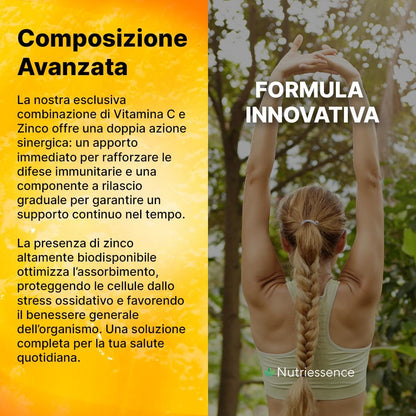 Vitamina C Pura 1000 mg Dosaggio Extra Forte con Zinco|Maxi Scorta 180 Compresse Gastroprotette|6 Mesi di Fornitura|Integratore Difese Immunitarie|Supporto Immunitario Naturale|Senza Glutine Lattosio