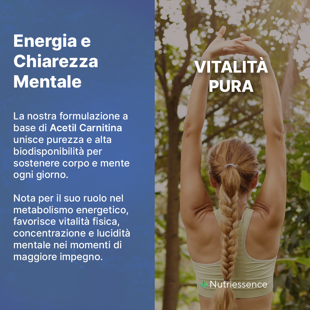 Acetil L-Carnitina Alta Concentrazione 1950 mg | 120 Compresse Maxi Formato 2 Mesi | Integratore per Metabolismo, Energia , Funzione Cognitiva e concentrazione | Senza Glutine e Lattosio