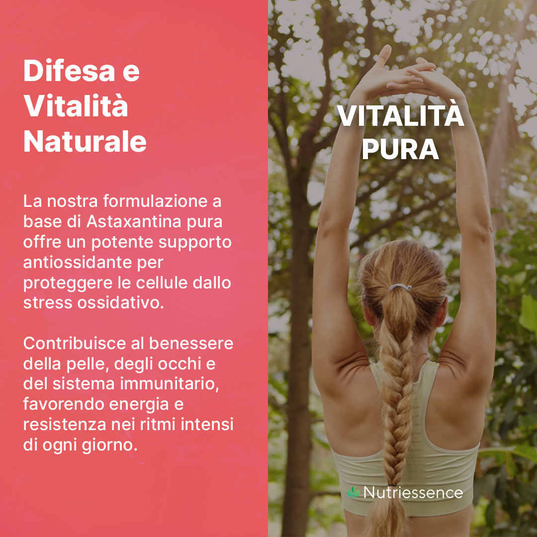 Astaxantina Naturale Pura Dosaggio Max| 90 Capsule – Antiossidante Potente da Haematococcus Pluvialis | Anti-Età, Protezione Cellulare e Pelle Sana | Senza Glutine e Lattosio