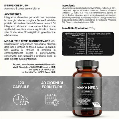 Maca Nera Complex-con zinco,vitamina b a base di Tribulus