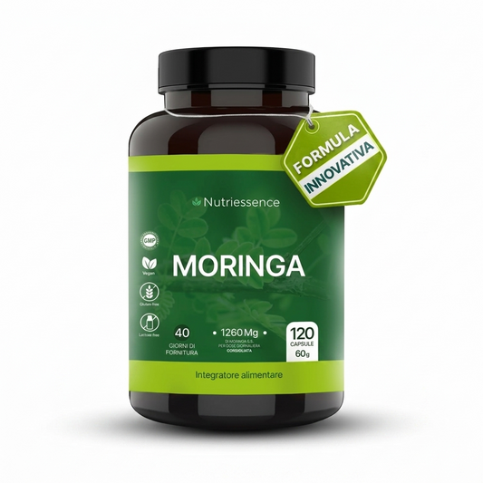 Moringa Pura 1260 mg | Maxi Formato da 120 Capsule | 1+ Mese di Rifornimento | Dosaggio Extra Biologica per Energia, Difese Immunitarie e Benessere Naturale | No Glutine e Lattosio